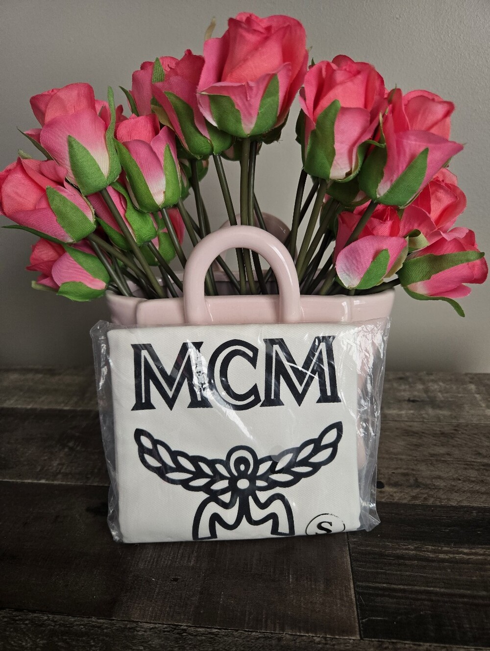 MCM White Dust Bag With MCM Black Logo